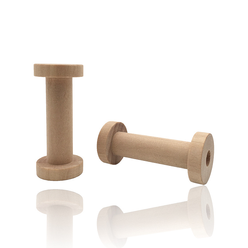 Typewriter Ribbon Roll - 재봉틀용 천연 나무 스풀, 3x7cm 스레드