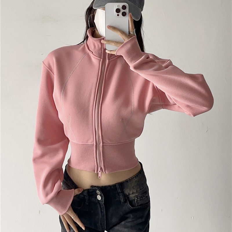 여성 크롭 후드티 스웨트셔츠 패션 솔리드 컬러 탈부착  - Vintage Zip Hoodie 리뷰 및 가격