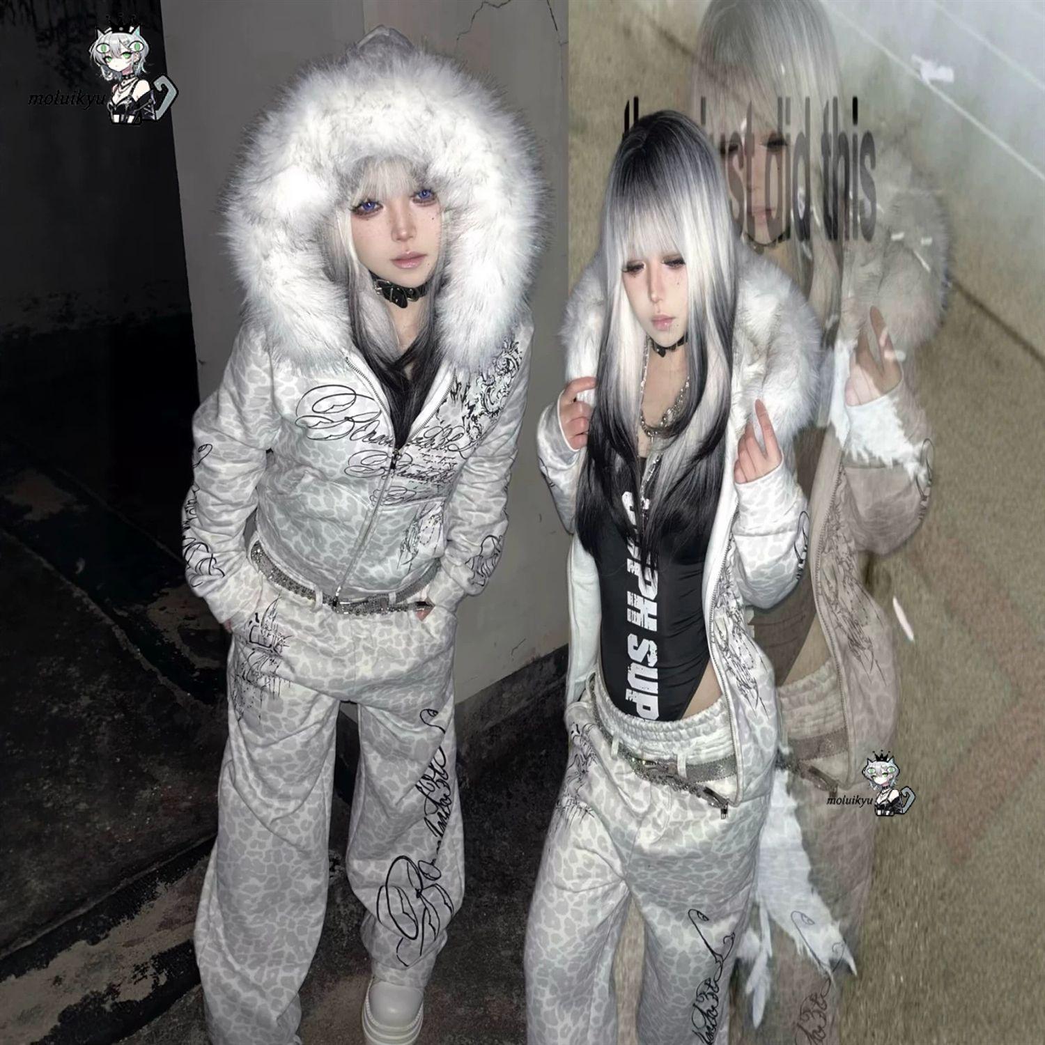 빈티지 Y2K 스타일의 흰색 레오파드 무늬 지퍼형 후드 - Vintage Zip Hoodie 리뷰 및 가격