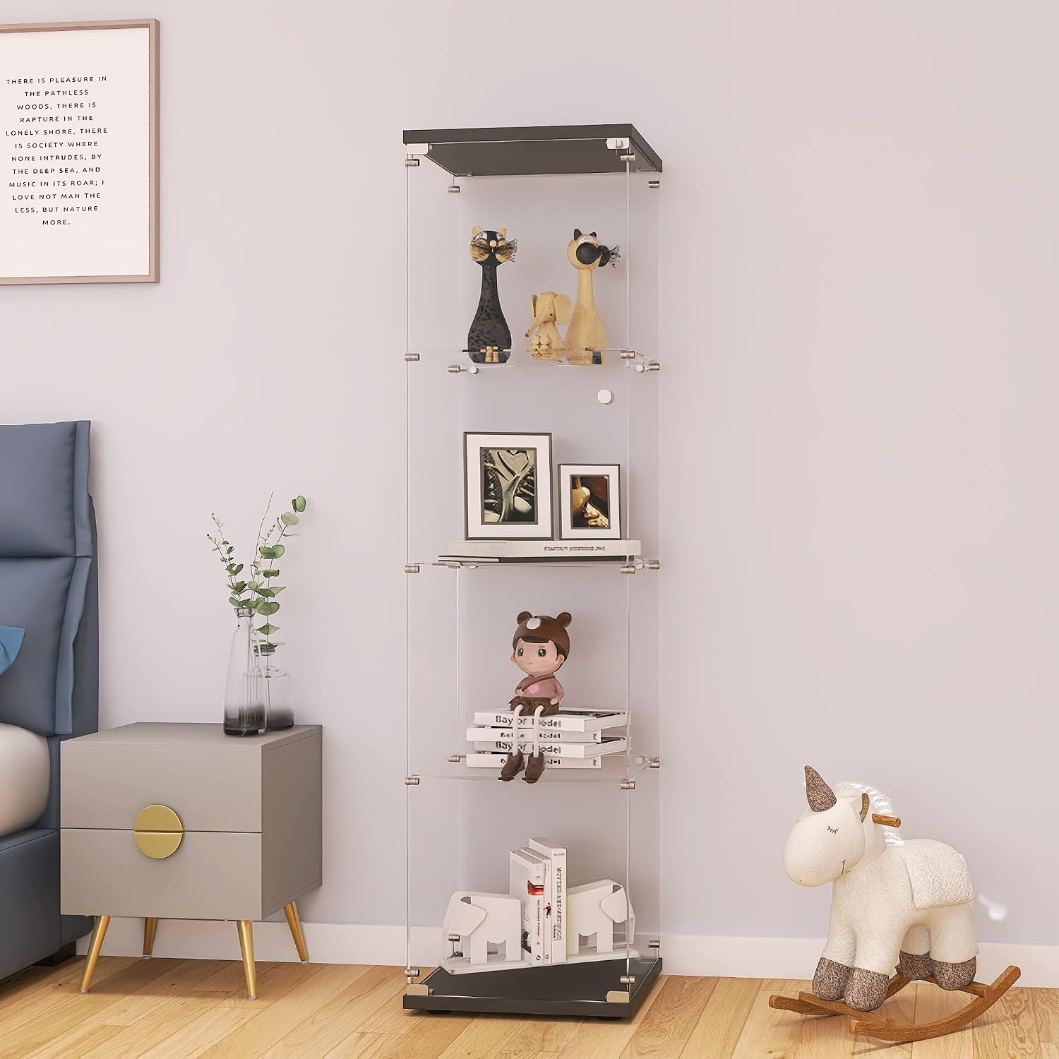 잠금장치가 있는 유리 진열장 4단 단문형 강화유리 진열 - Collectible Collection 리뷰 및 가격
