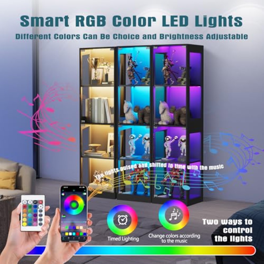 LED RGB 조명이 있는 유리 진열장, 수집품 보관에 - Collectible Collection 리뷰 및 가격